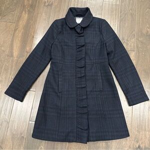 Old Navy Plaid Ruffle Front Midi Coat size S / P